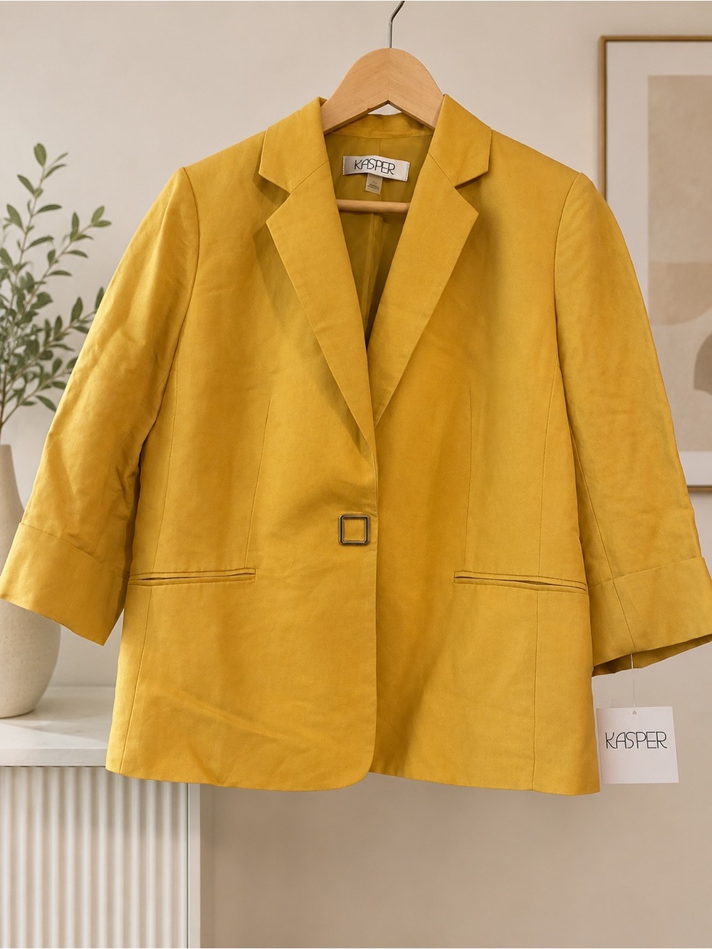 Kasper Bright Mustard Single-Button Blazer